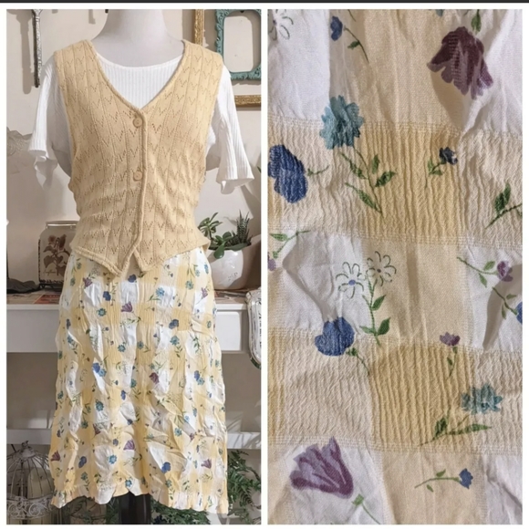 Vintage Dresses & Skirts - Vintage 90s Floral 2 Piece Spring Summer Dress